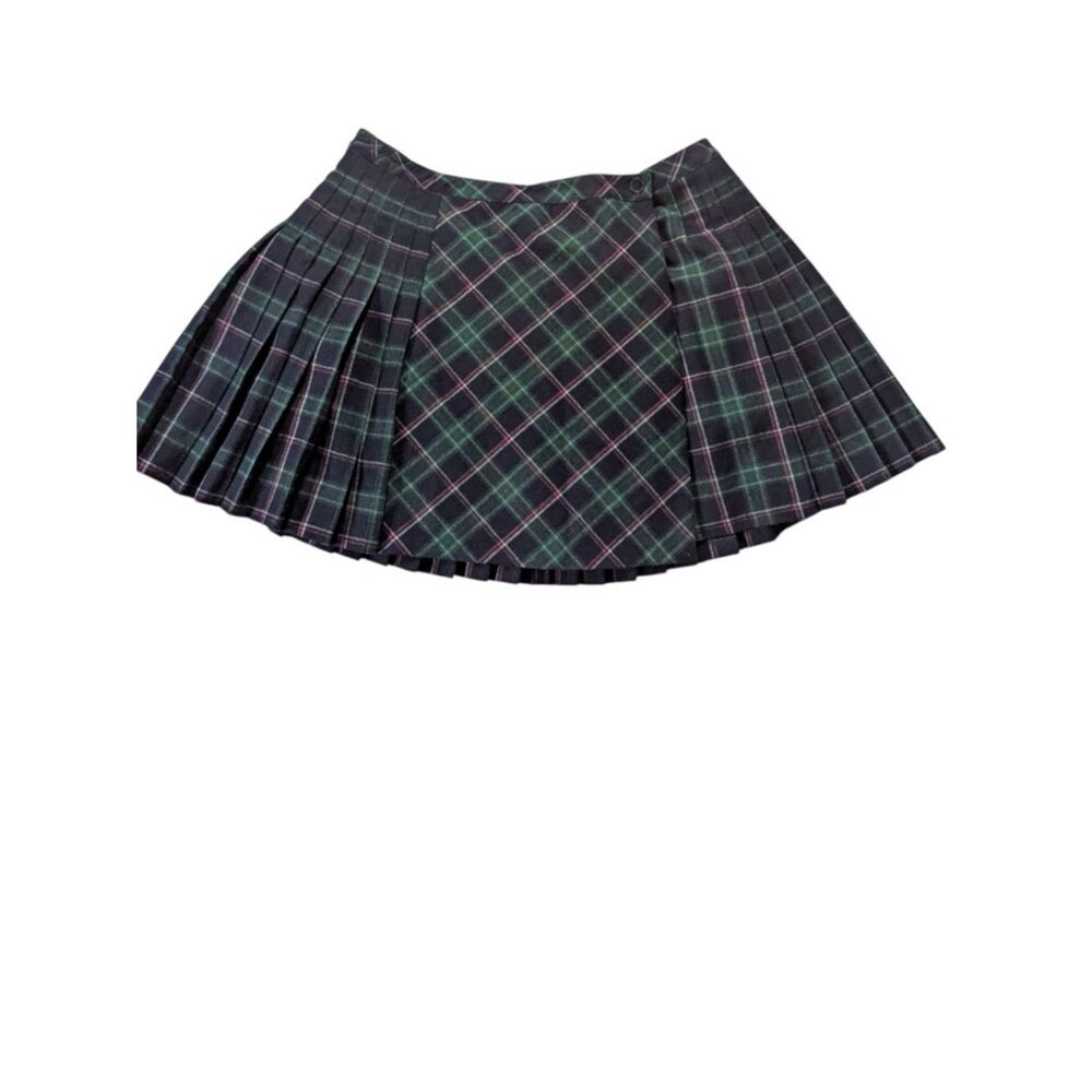 Jack Wills Black & Green Plaid Pleated Mini Skirt